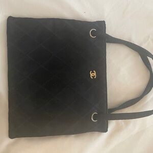 Vintage Chanel satin quilted evening bag